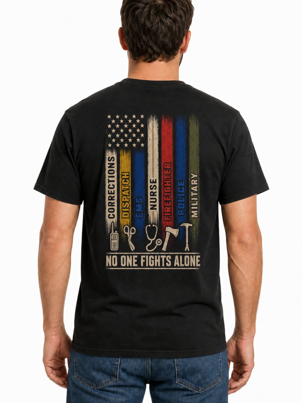 No One Fights Alone First Responder T-Shirt