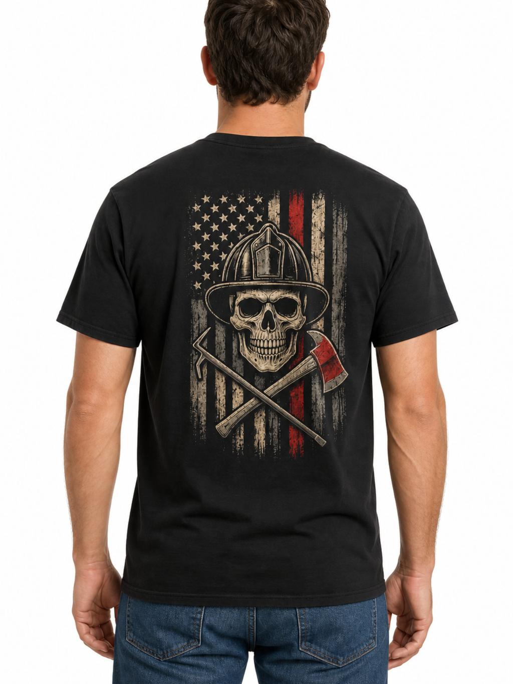 Firefighter Skull Flag T-Shirt