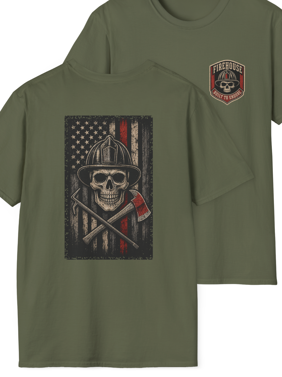 Firefighter Skull Flag T-Shirt